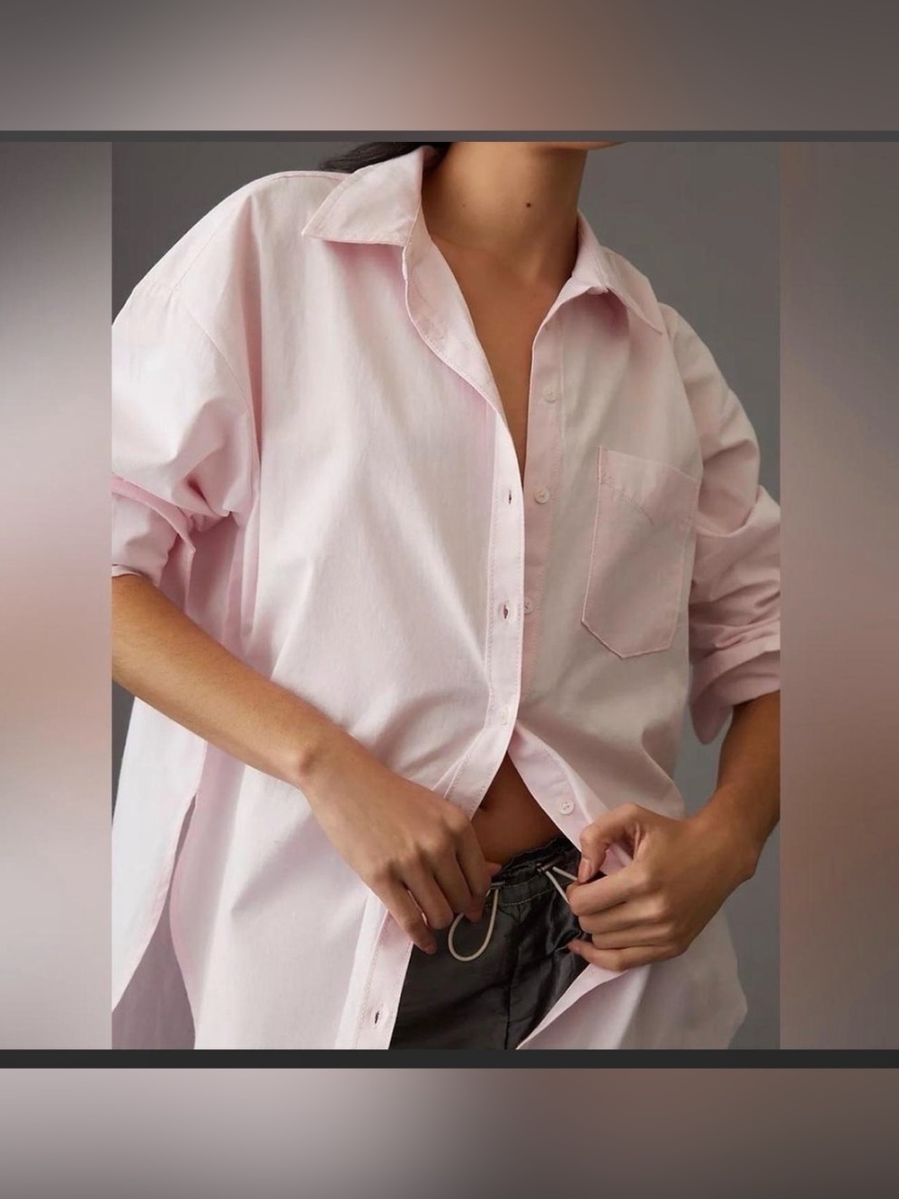 Anthropologie Maeve NWOT The Bennet Button-Down Shirt Oversized Pink XS